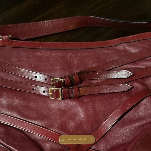 Burberry Deep Red Leather Shoulder Bag - Picture 2 of 16